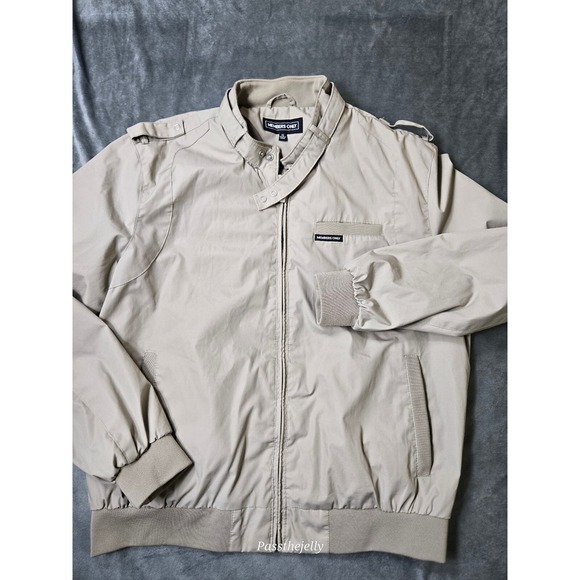 Members Only Jacket Mens Extra Large Beige EUC Bomber‎ Racer Classic Full Zip - Picture 1 of 12